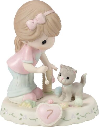 Precious Moments Growing in Grace Age 7 | Blonde Girl Bisque Porcelain Figurine | Birthday Gift | Birthday Collection | Room Decor & Gifts | Hand-Painted in Saudi Arabia