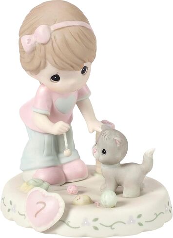Precious Moments Growing in Grace Age 7 | Blonde Girl Bisque Porcelain Figurine | Birthday Gift | Birthday Collection | Room Decor & Gifts | Hand-Painted in Saudi Arabia