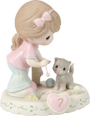 Precious Moments Growing in Grace Age 7 | Blonde Girl Bisque Porcelain Figurine | Birthday Gift | Birthday Collection | Room Decor & Gifts | Hand-Painted in Saudi Arabia