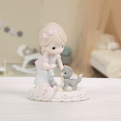 Precious Moments Growing in Grace Age 7 | Blonde Girl Bisque Porcelain Figurine | Birthday Gift | Birthday Collection | Room Decor & Gifts | Hand-Painted in Saudi Arabia