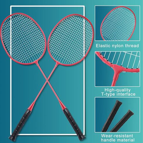 Woanger 10 Packs Badminton Rackets Set with 15 Badminton Shuttlecocks Birdies Badminton Racquets for Adult and Lightweight Teenagers Badminton Set for Backyard Gym Beach Outdoor Games in Kuwait