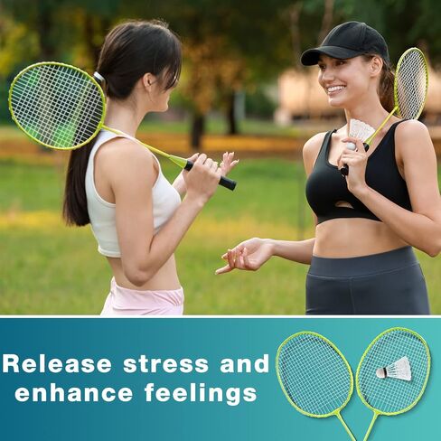 Woanger 10 Packs Badminton Rackets Set with 15 Badminton Shuttlecocks Birdies Badminton Racquets for Adult and Lightweight Teenagers Badminton Set for Backyard Gym Beach Outdoor Games in Kuwait