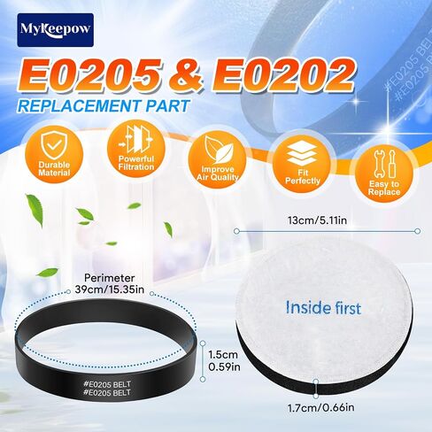 حزام مكنسة MyKEEPOW E0205 متوافق مع مكنسة كهربائية خفيفة الوزن Eureka PowerSpeed ​​NEU180، NEU181، NEU182، NEU182A، NEU182B، NEU186، NEU188، NEU192 (5 عبوات) in Kuwait