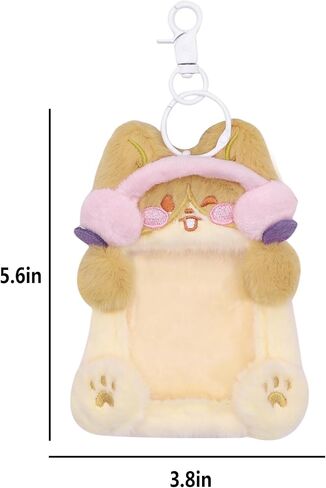 Plush Photocard Holder Keychain Pendant Women Girls Hanging Ornament Protection Sleeve for Bus ID Cards,Little Monsters in Kuwait