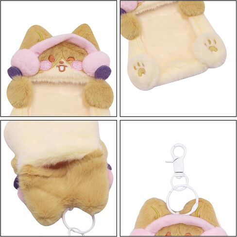 Plush Photocard Holder Keychain Pendant Women Girls Hanging Ornament Protection Sleeve for Bus ID Cards,Little Monsters in Kuwait