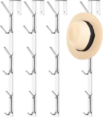Tandefio 2 Pack Over The Door Hook Door Hanger Comes with 6 Hooks from Large to Small 14'' Metal Over The Door Hooks Hanger for Hats, Coat, Scarf, Purse, Bags, Scarf, Keys and More (White) in Kuwait