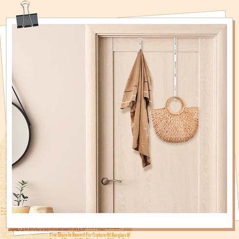 Tandefio 2 Pack Over The Door Hook Door Hanger Comes with 6 Hooks from Large to Small 14'' Metal Over The Door Hooks Hanger for Hats, Coat, Scarf, Purse, Bags, Scarf, Keys and More (White) in Kuwait