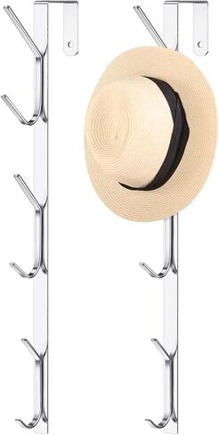 Tandefio 2 Pack Over The Door Hook Door Hanger Comes with 6 Hooks from Large to Small 14'' Metal Over The Door Hooks Hanger for Hats, Coat, Scarf, Purse, Bags, Scarf, Keys and More (White) in Kuwait