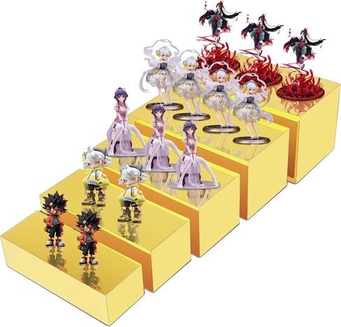 Acrylic Food Display Risers, Gold Risers Boxes 3Pcs Rectangular Buffet Risers Display Stand Shelf for Catering Dessert Buffet Table, Parties, Weddings, Collectibles Shoes Display (3Pcs) in Saudi Arabia