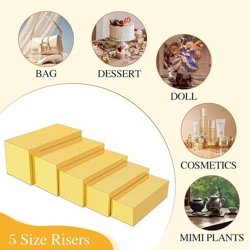 Acrylic Food Display Risers, Gold Risers Boxes 3Pcs Rectangular Buffet Risers Display Stand Shelf for Catering Dessert Buffet Table, Parties, Weddings, Collectibles Shoes Display (3Pcs) in Saudi Arabia