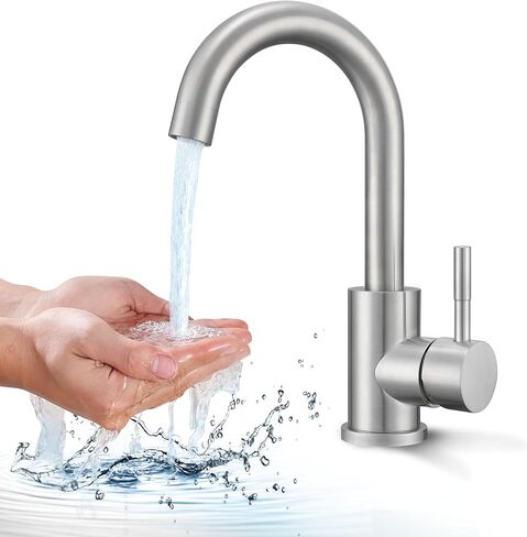 Bathroom Sink Faucet with Pull Down Sprayer, Single Handle Pull Out Faucet with Pop-Up Drain, 1 or 3 Hole Laundry Bar Basin Faucet with Deck Plate, Brushed Nickel Bar Sink Faucet in Saudi Arabia