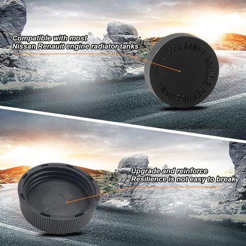 قطعتان من غطاء خزان سائل التبريد، غطاء خزان مياه مبرد المحرك، 21712-79900، غطاء خزان خزان تدفق سائل التبريد، أجزاء السيارة المتوافقة مع نيسان (أسود) in Kuwait