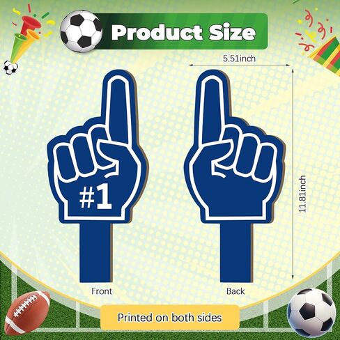 6 قطع عدد 1 يد 11.8 بوصة كرة القدم أصابع البيسبول مروحة التشجيع للاحتفال الرياضي أيدي من الورق المقوى السميك للأحداث الرياضية وألعاب الحفلات in Kuwait