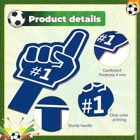 6 قطع عدد 1 يد 11.8 بوصة كرة القدم أصابع البيسبول مروحة التشجيع للاحتفال الرياضي أيدي من الورق المقوى السميك للأحداث الرياضية وألعاب الحفلات in Kuwait