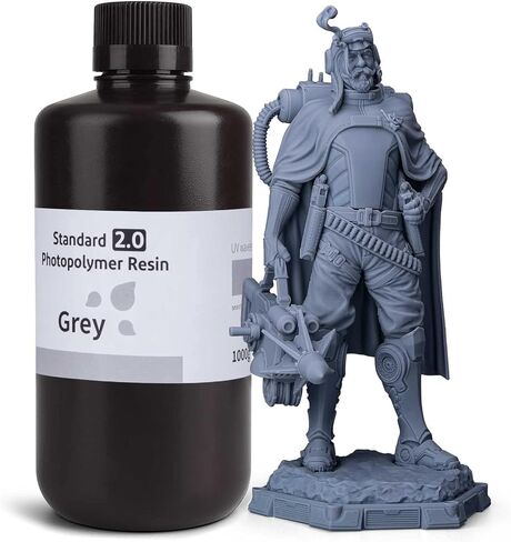 ELEGOO Standard Photopolymer 3D Printer Resin, 405nm UV Curing Photopolymer Resina for Mars Saturn Jupiter MSLA DLP LCD Impresora with High Precision, Grey 3000g in Kuwait