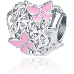 YSAHan Colorful Butterfly Sunflower Flower Crystal Heart Openwork Charm Beads for Bracelets