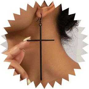 Allereyae Vintage Cross Dangle Earrings Large Cross Drop Earrings Gold Retro Cross Stud Earrings Big Cross Hook Earrings Jewelry for Women and Girls (Gold)