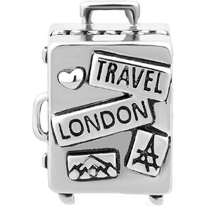 MiiFort Women Travel Charm Compatible with Pandora Bracelets Airplane Silver World Globe Journey Dangle Granddaughter Auntie Mom Daughter Cousin BFF Friends Birthday Anniversary Momory