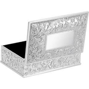 Hipiwe Vintage Golden Jewelry Box Small Trinket Storage Box Rectangle Treasure Chest Case Earring Ring Necklace Organizer Decorative Keepsake Box Birthday Gift for Women Girls