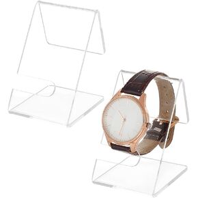 PH PandaHall 2PCS Acrylic Watch Display Stands, Clear Watch Holder Organizer Jewelry Watch Rack Single Watch Display Holder Showcase for Bracelet Watch Display Home Decor Retail Use, 2x1.8x2.5"