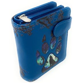 Shag Wear Wolf Paw Small Animal Wallet for Women Vegan Faux Leather 4.5" Blue