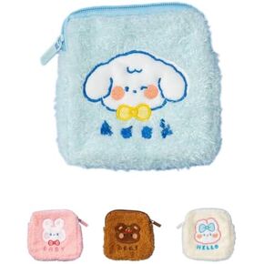 Plush Cute Little Animals Women Girls Small Kawaii Mini Wallet Earphone Bag Cute Coin Purse Pouch Change Purse Coin Pouch Bag (Blue)