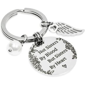 Friends Keychain 2pcs Not Sisters by Blood But Sisters by Heart Key Chain Friendship Gift