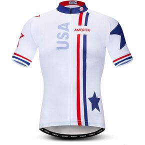 Mens Cycling Jersey Short Sleeves Mountain Bike Shirt MTB Top Zipper Pocket Reflective Skull