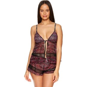 bebe Womens Mesh Cami and Short Lingerie Sleepwear - Lingerie for Women 2 Piece Set