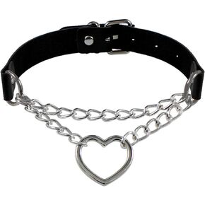 Goth Choker Black Leather Collar Necklace Punk Rock Choker Collar Necklace Bow Tie Bell Heart Pendant Necklace Collars for Women Lady Girl Cosplay Jewelry Night Club Party Costume Accessory
