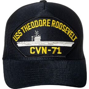 United States Navy USS Theodore Roosevelt CVN-71 Aircraft Carrier Ship Emblem Patch Hat Navy Blue Baseball Cap