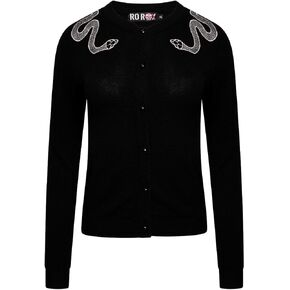 Ro Rox Snake Cardigan Gothic Serpent Embroidery Knitted Long Sleeve