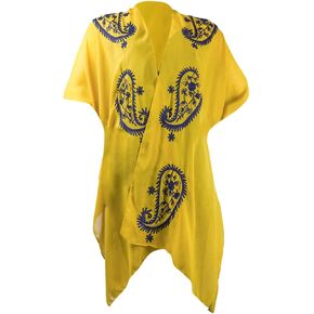 Jessica McClintock Rose Chain Print Rhinestone Beach Cover Up Swimsuit Sheer Kimono Cardigan