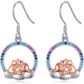 Mushroom Frog Panda Paw Print Earrings 925 Sterling Silver Crystal Moonstone Dangle Earrings Animal Jewelry Gifts for Women Animal Lovers in Kuwait