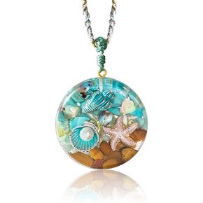 Ocean-Inspired Necklace With Conch, Starfish, Turquoise And Tiger Eyes For Summer Beach Vibes - Adjustable Rope Perfect For Zodiac Signs in Kuwait