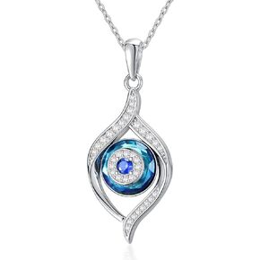 VONALA Evil Eye Necklace Sterling Silver Blue/Purple/White/Multi Eyes Pendant Necklace Luck Amulet Ojo Turco Jewelry Gift for Women Girls Daughter Mother
