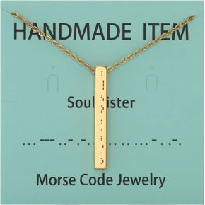 Stainless Steel Morse Code Engraved Personalized Bar Necklace Gift For Women Memorial Dainty Love Tuner Friendship Long Distance Touch Christmas Jewelry