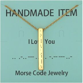 Stainless Steel Morse Code Engraved Personalized Bar Necklace Gift For Women Memorial Dainty Love Tuner Friendship Long Distance Touch Christmas Jewelry