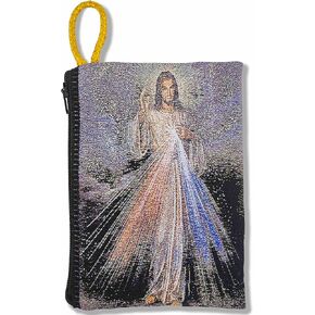 Good Shepherd Creations Large Tapestry Rosary Pouch with Traditional Catholic Art (Divine Mercy 2)