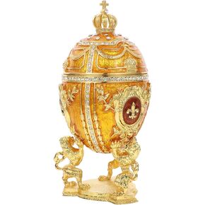 Faberge Egg Jewelry Box Case: Enameled Ring Earring Box Necklace Pendant Box Jewelry Necklace Storage Container Jewelry Display Gift Box for Wedding Engagement Birthday