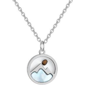 Rose Gold Mountain Mustard Seed Pendant Necklace Stainless Steel Inspiration Faith Jewelry for Women