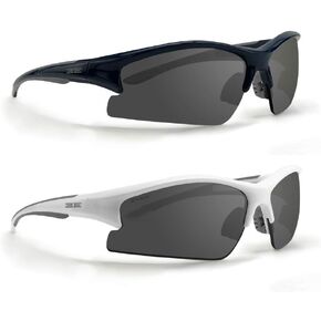 2 Pair Golf Sport Sunglasses Epoch 1 Black Frame and 1 White Frame with Smoke Lenses