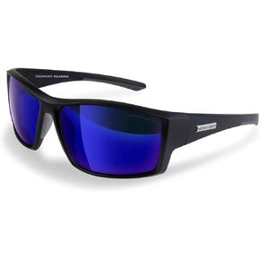 Marlin Bifocal Sunglasses Black Frame with Blue Mirror Polarized Lenses.