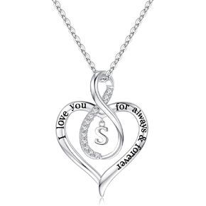 Sistble Heart Necklace Gifts for Women Stocking Stuffers for Teens Initial Necklaces Infinity I Love You Gifts for Her Valentines Day Birthday Gift Ideas Jewelry for Daughter Granddaughter Sister