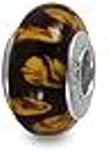Galaxy Gold GG Genuine Murano Glass Charm Fit Pandora Charm Bracelets,925 Sterling Silver Colored Swirl Rainbow Yellow Fire Charm Original Glass Bead for Bracelet and Necklace in Saudi Arabia