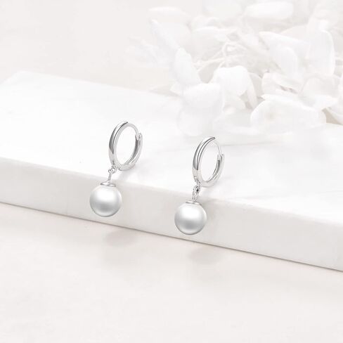 أقراط متدلية من اللؤلؤ للنساء والفتيات أقراط لؤلؤ المياه العذبة من الفضة الإسترليني ليفرباك هجيز أقراط هوب مطلية بالذهب مجوهرات الذكرى السنوية الجميلة مجوهرات العقيق الوردي/الأبيض/الأسود in Kuwait