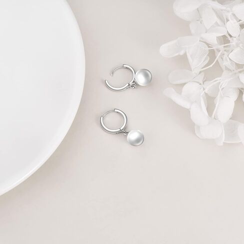 أقراط متدلية من اللؤلؤ للنساء والفتيات أقراط لؤلؤ المياه العذبة من الفضة الإسترليني ليفرباك هجيز أقراط هوب مطلية بالذهب مجوهرات الذكرى السنوية الجميلة مجوهرات العقيق الوردي/الأبيض/الأسود in Kuwait