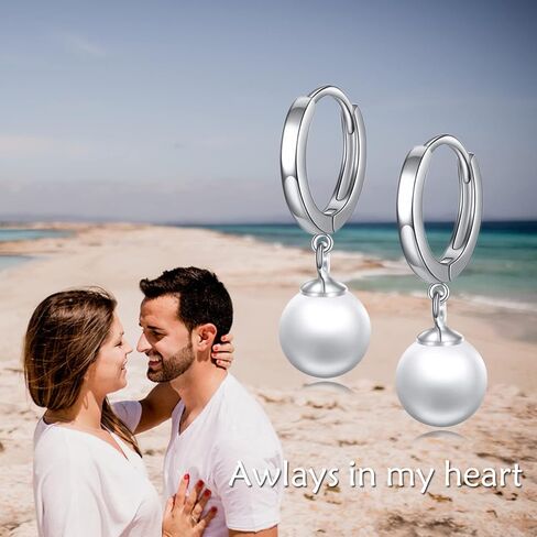 أقراط متدلية من اللؤلؤ للنساء والفتيات أقراط لؤلؤ المياه العذبة من الفضة الإسترليني ليفرباك هجيز أقراط هوب مطلية بالذهب مجوهرات الذكرى السنوية الجميلة مجوهرات العقيق الوردي/الأبيض/الأسود in Kuwait