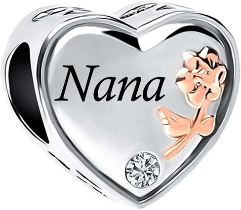 NARTGO Rose Flower Heart I Love You Mom Wife Auntie Sister Grandma Nana Charm Compatible with Pandora Charms Bracelets in Saudi Arabia