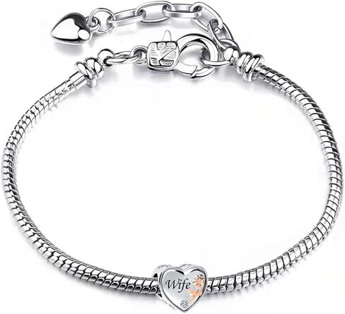 NARTGO Rose Flower Heart I Love You Mom Wife Auntie Sister Grandma Nana Charm Compatible with Pandora Charms Bracelets in Saudi Arabia